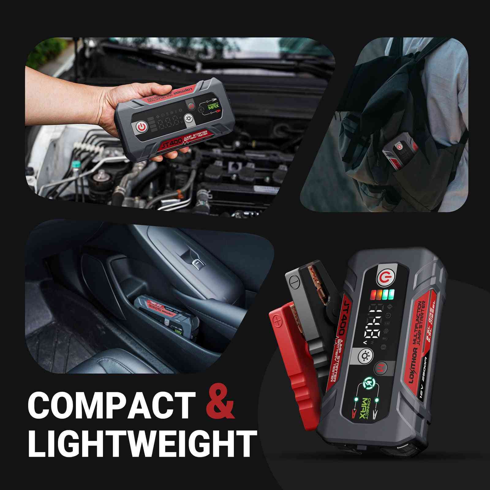 LOKITHOR JT400 100-2000 CCA Bluetooth Car Battery Tester Jump Starter 2500 Amps