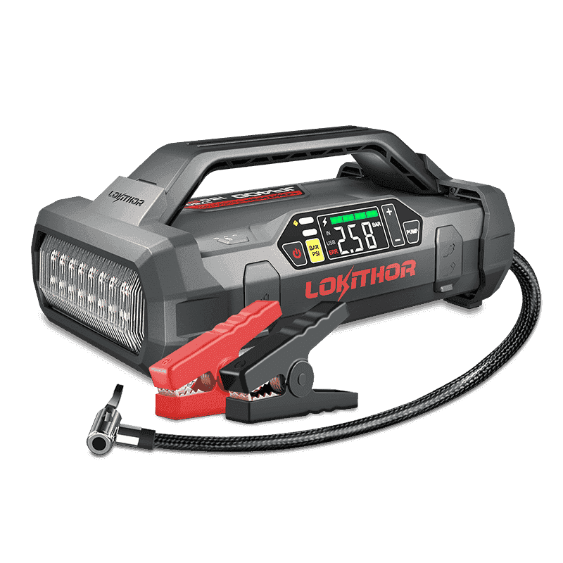 LOKITHOR JA400 Jump Starter with digital display and clamps