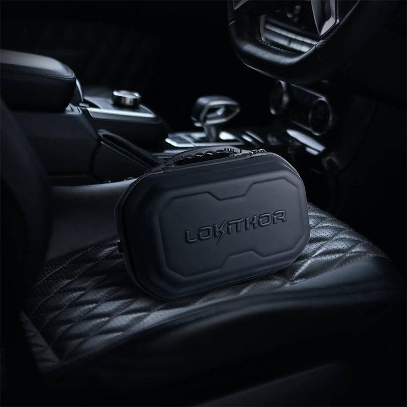 LOKITHOR EVA case on car seat, sleek and compact