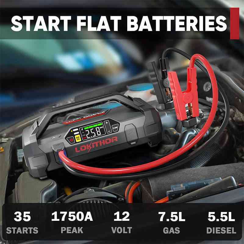 LOKITHOR JA400 starting flat batteries with 1750A peak