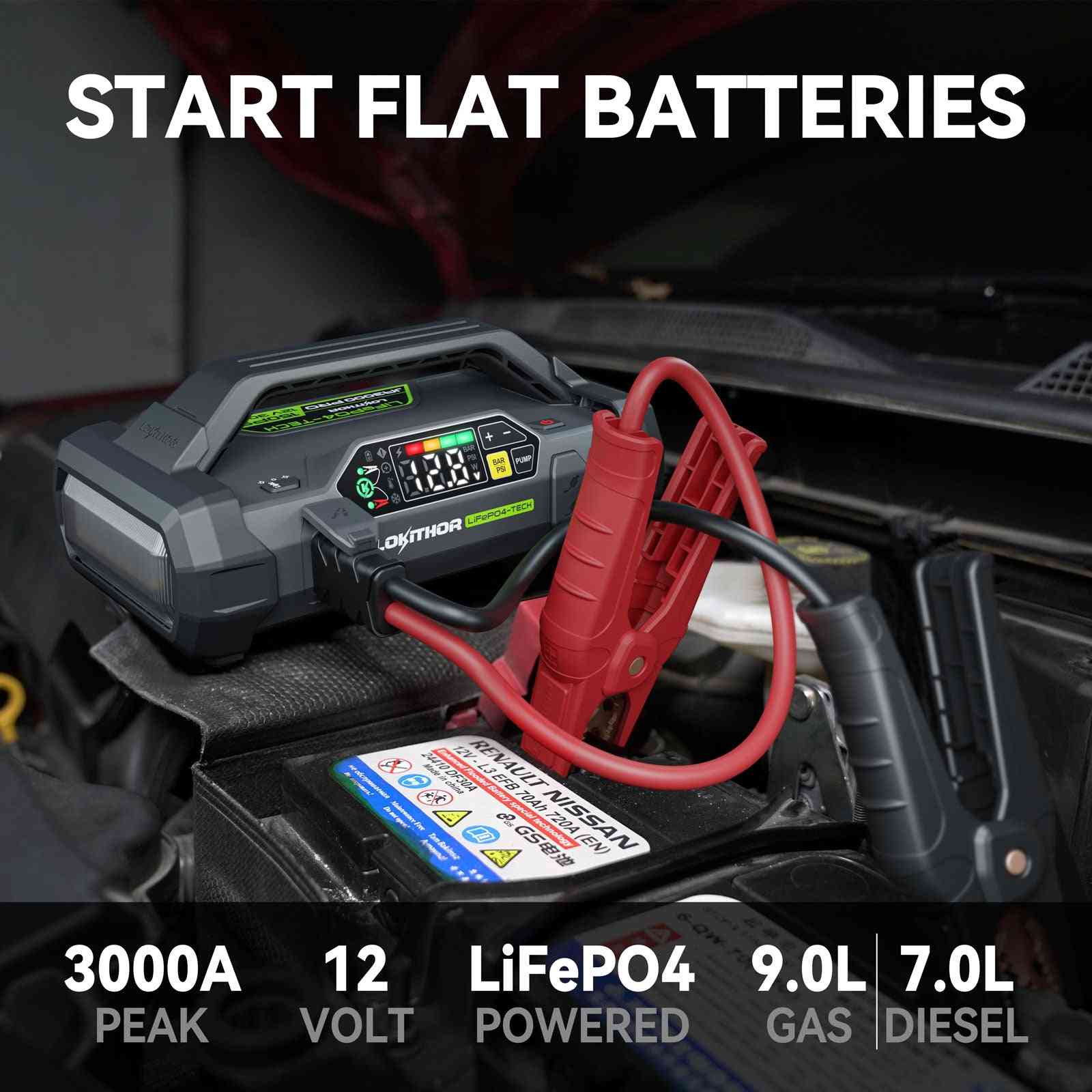 LOKITHOR JA3000 PRO Jump Starter with LiFePO4-Tech 3000Amp