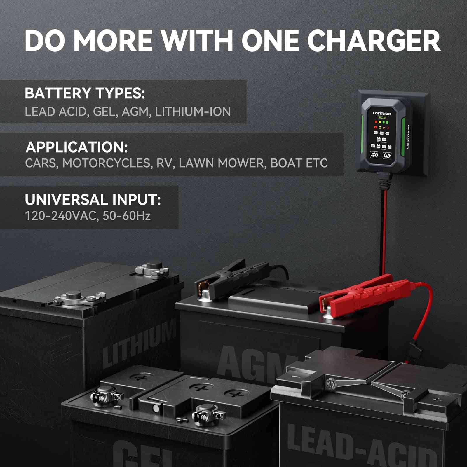 LOKITHOR BC2 6V/12V Smart Battery Charger & Battery Repair System