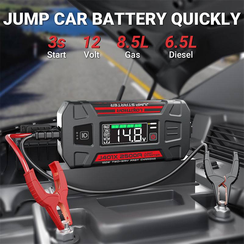 LOKITHOR J401X jump-starting car quickly