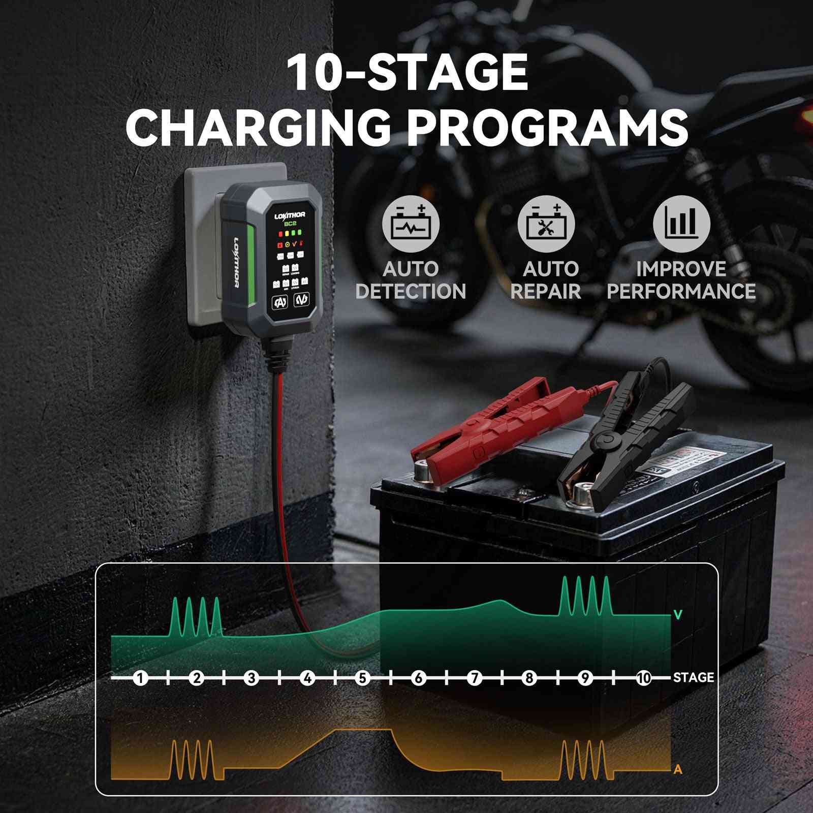 LOKITHOR BC2 6V/12V Smart Battery Charger & Battery Repair System