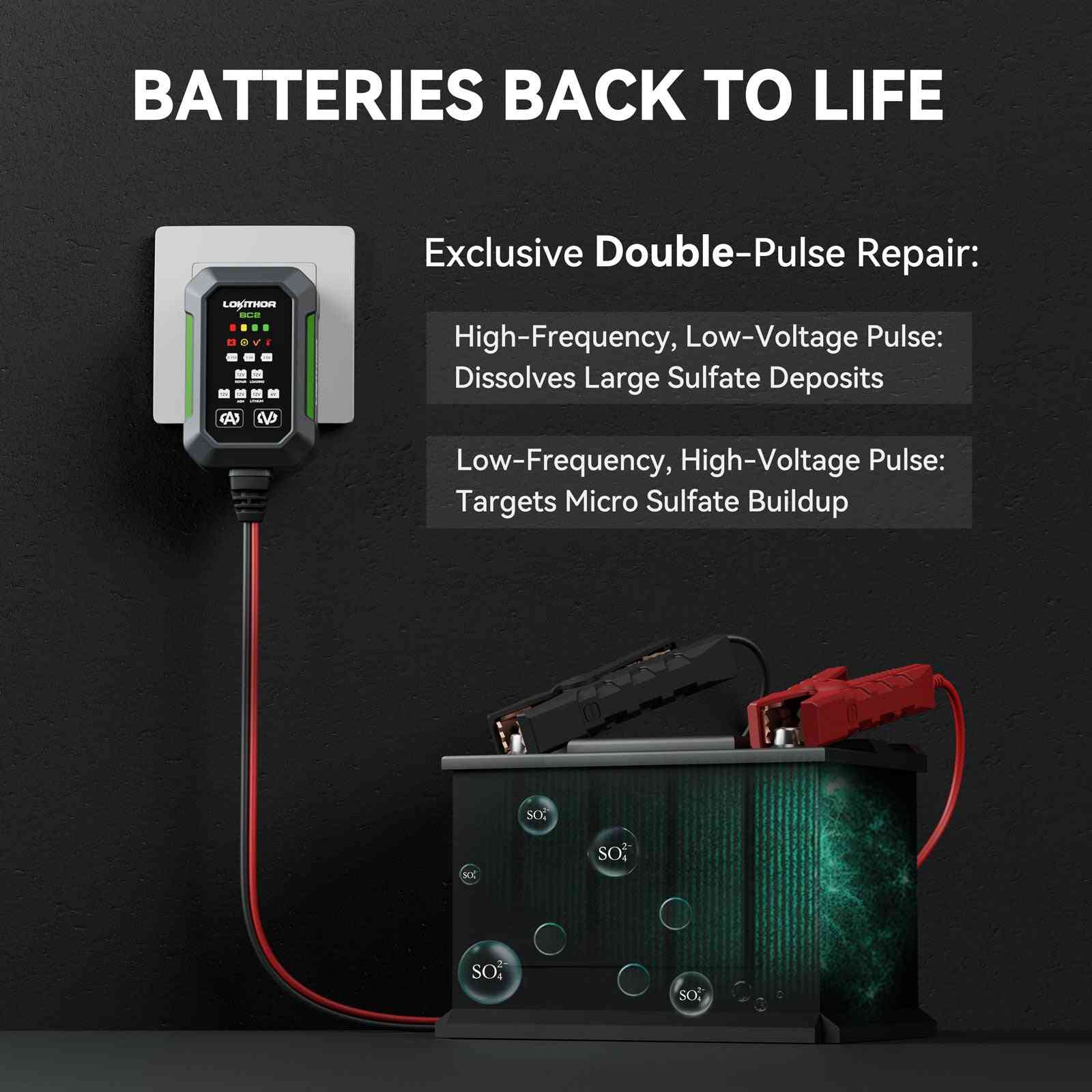 LOKITHOR BC2 6V/12V Smart Battery Charger & Battery Repair System