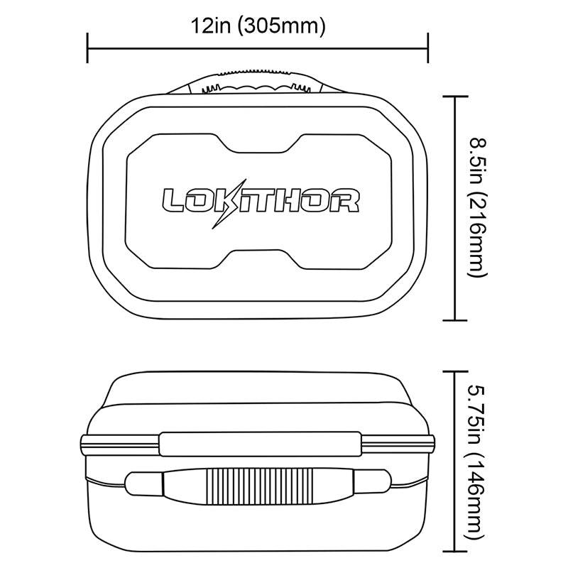 Dimensions of LOKITHOR EVA case, 12x8x5.75 inches