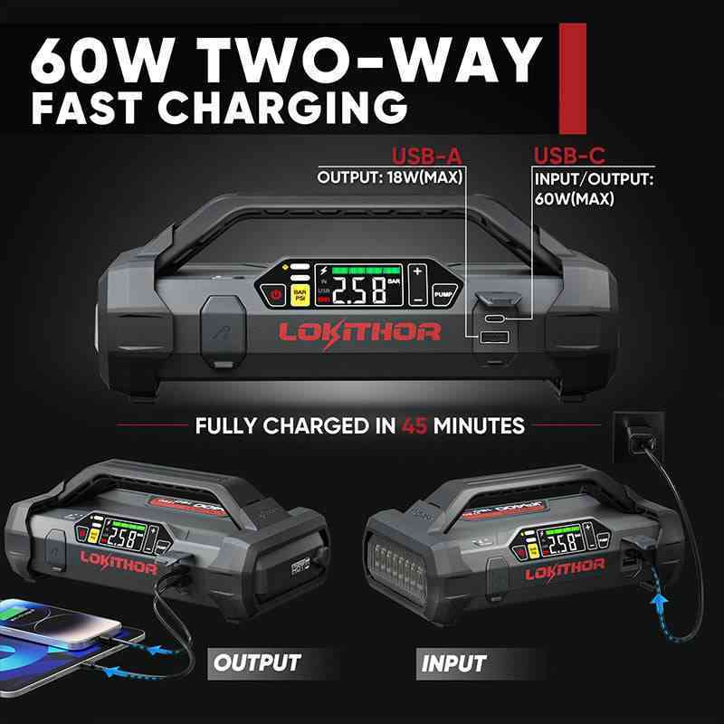 LOKITHOR JA400 60W two-way fast charging USB ports