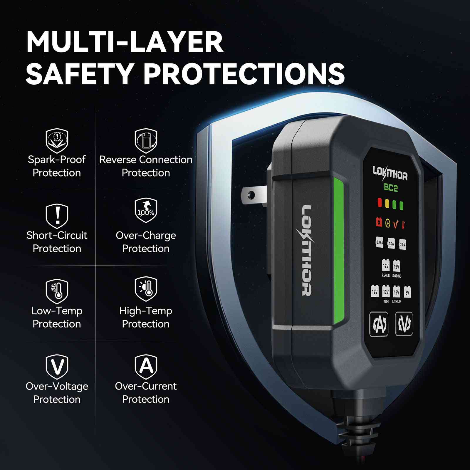 LOKITHOR BC2 6V/12V Smart Battery Charger & Battery Repair System