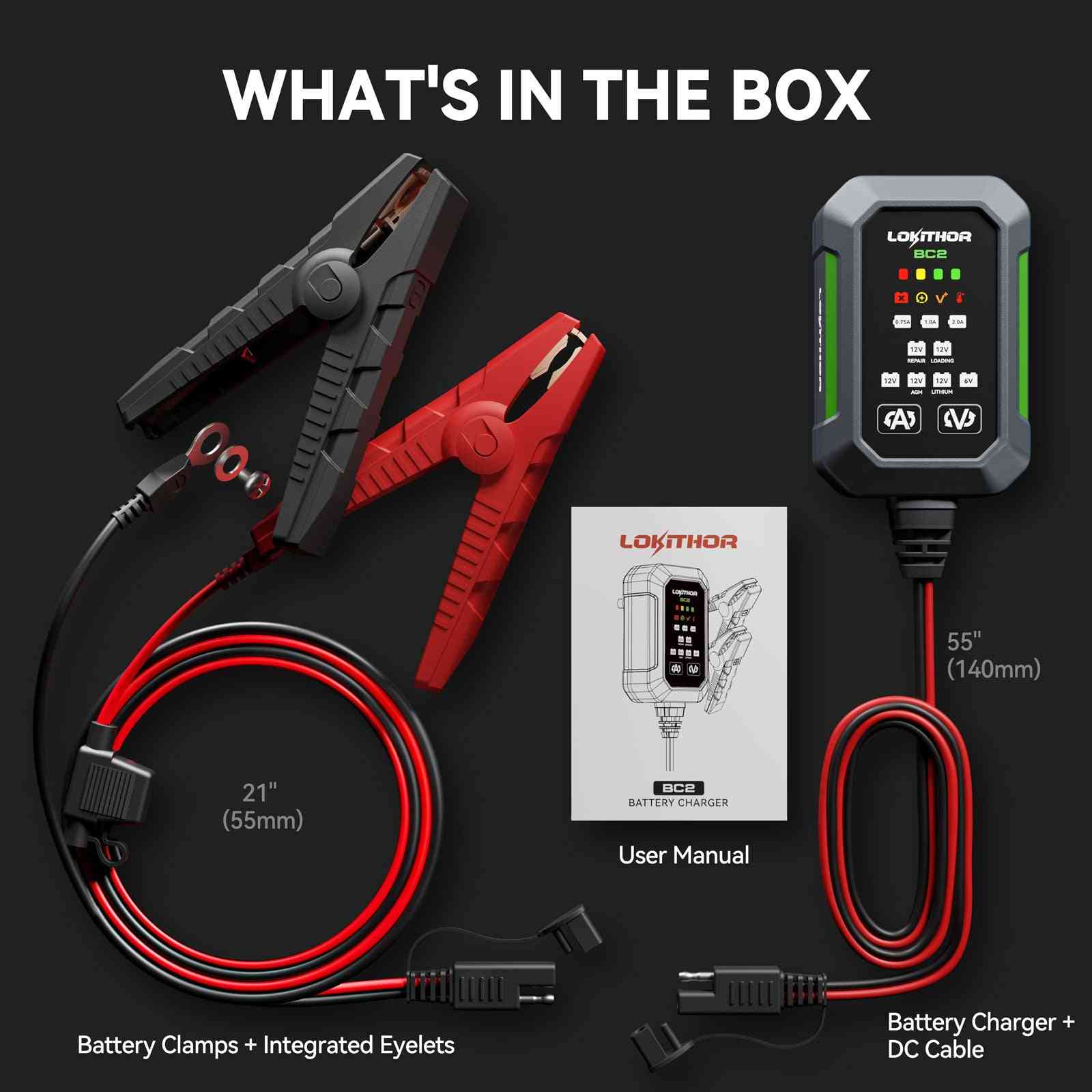 LOKITHOR BC2 6V/12V Smart Battery Charger & Battery Repair System