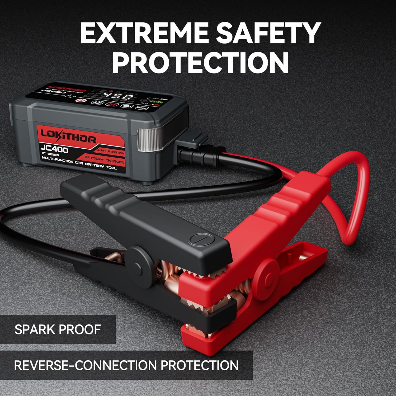 LOKITHOR JC400 9-in-1 CCA Jump Starter 2500A with Smart Charger & 6V/12V Battery Maintainer for 8.5L Gas / 6.5L Diesel