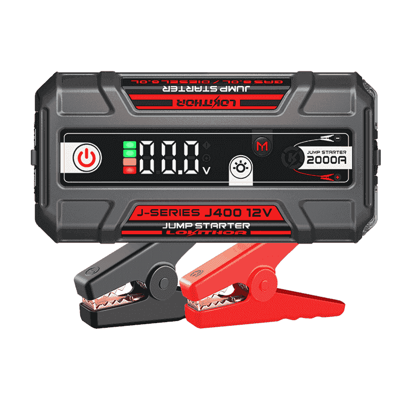LOKITHOR J400 Jump Starter with smart display and clamps