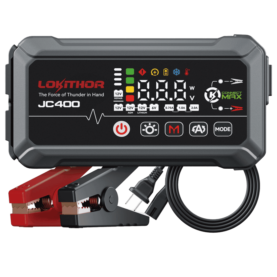 LOKITHOR JC400 9-in-1 CCA Jump Starter 2500A with Smart Charger & 6V/12V Battery Maintainer for 8.5L Gas / 6.5L Diesel