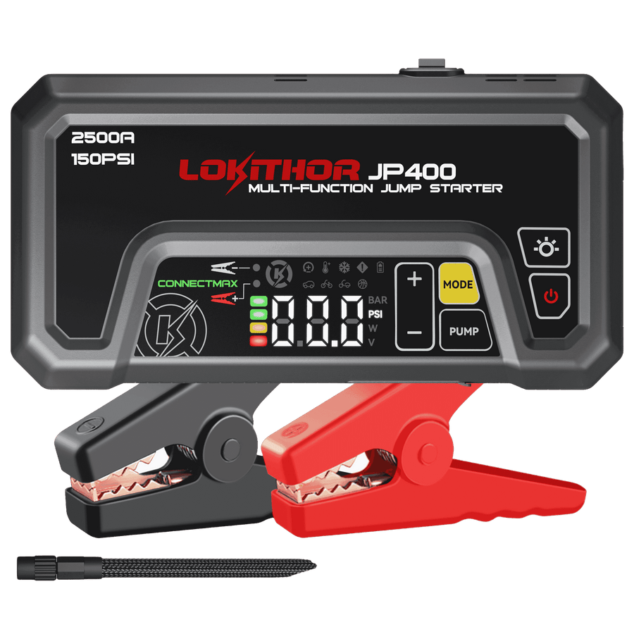 LOKITHOR JP400 Jump Starter with clamps and digital display