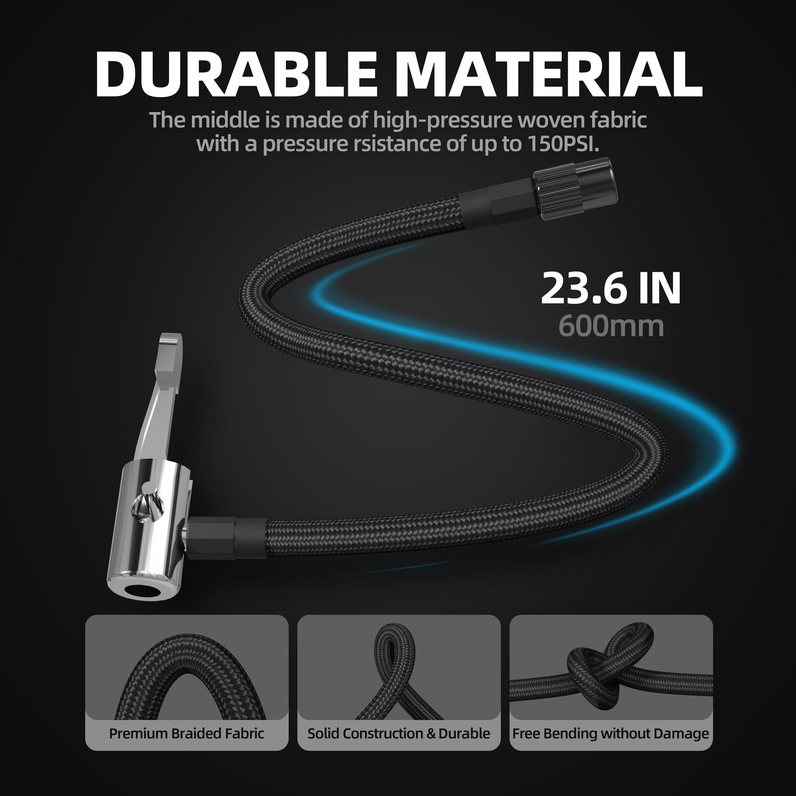 LOKITHOR Hose02 Tire Extension Hose Inflator Tube for JA300, JA400, JA301, JA302, JA401, AW401 Jump Starter