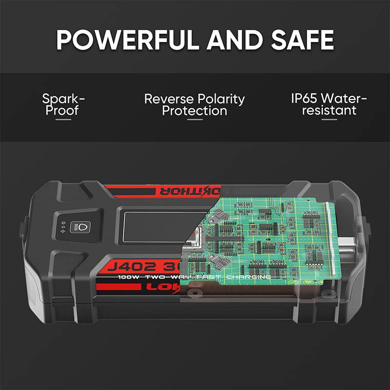 LOKITHOR J402 jump starter, powerful and safe features