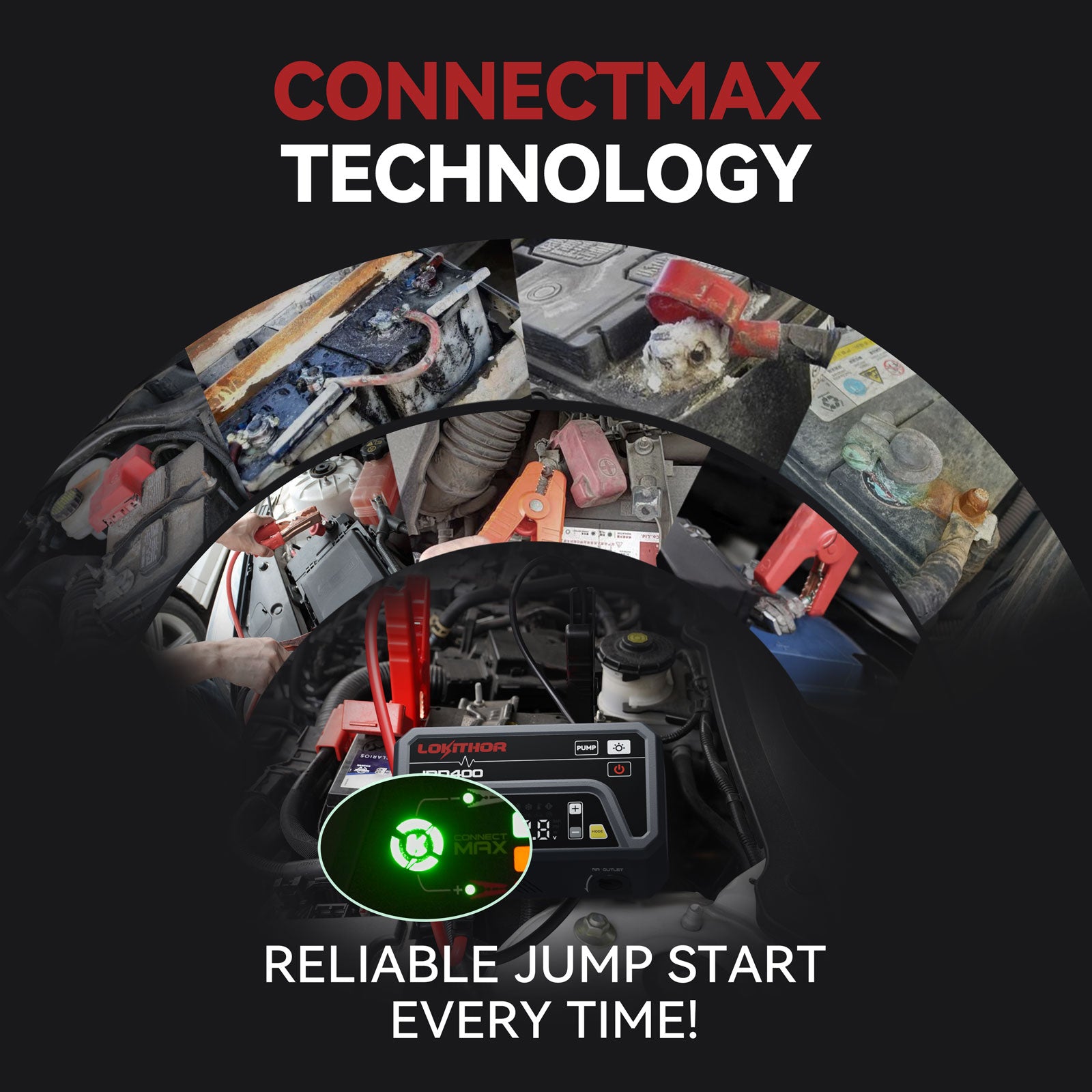 LOKITHOR JPD400 Jump Starter 3000A with 150PSI 2-Way Inflator & Deflat