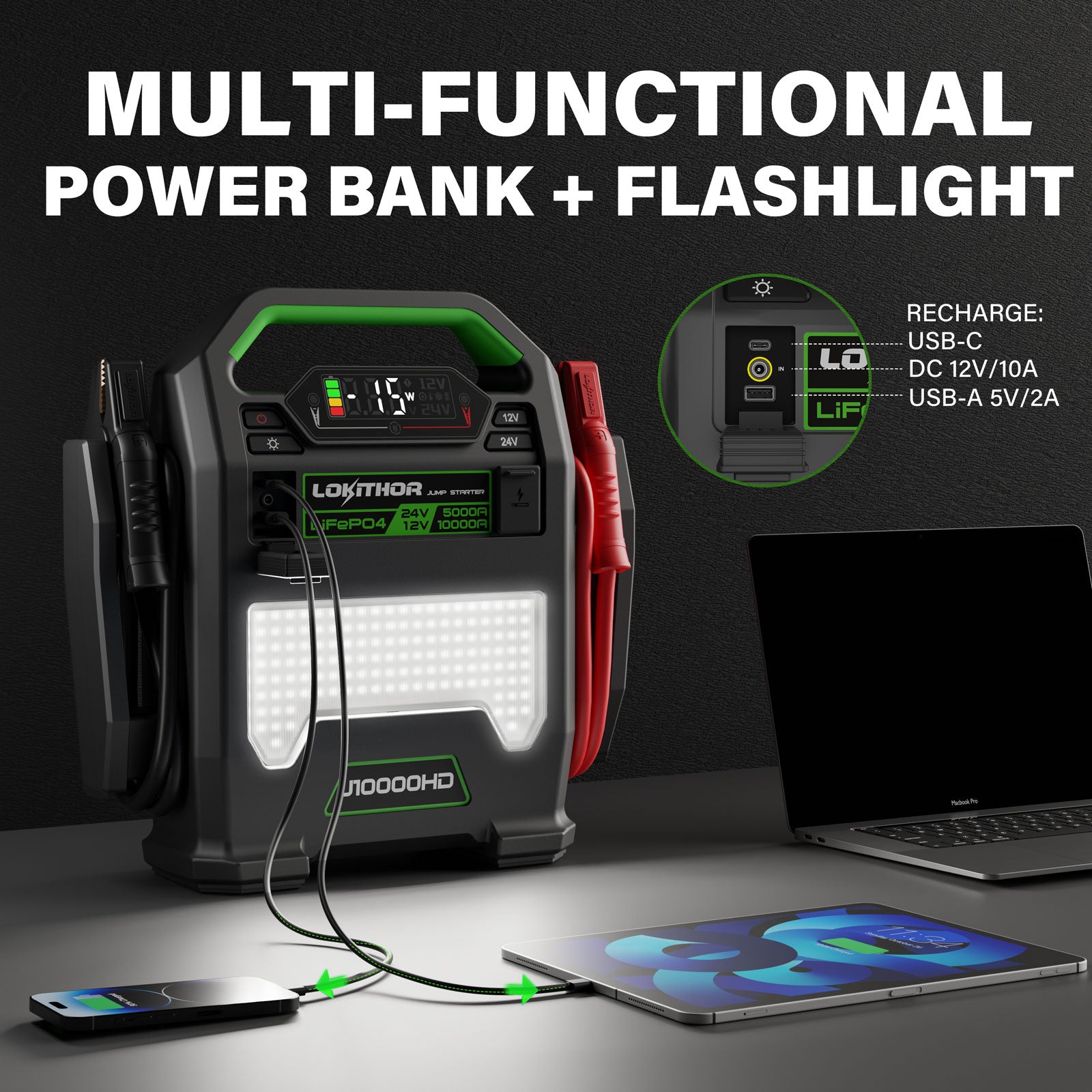 LOKITHOR J10000HD 12V 10000 Amp and 24V 5000 Amp Jump Starter