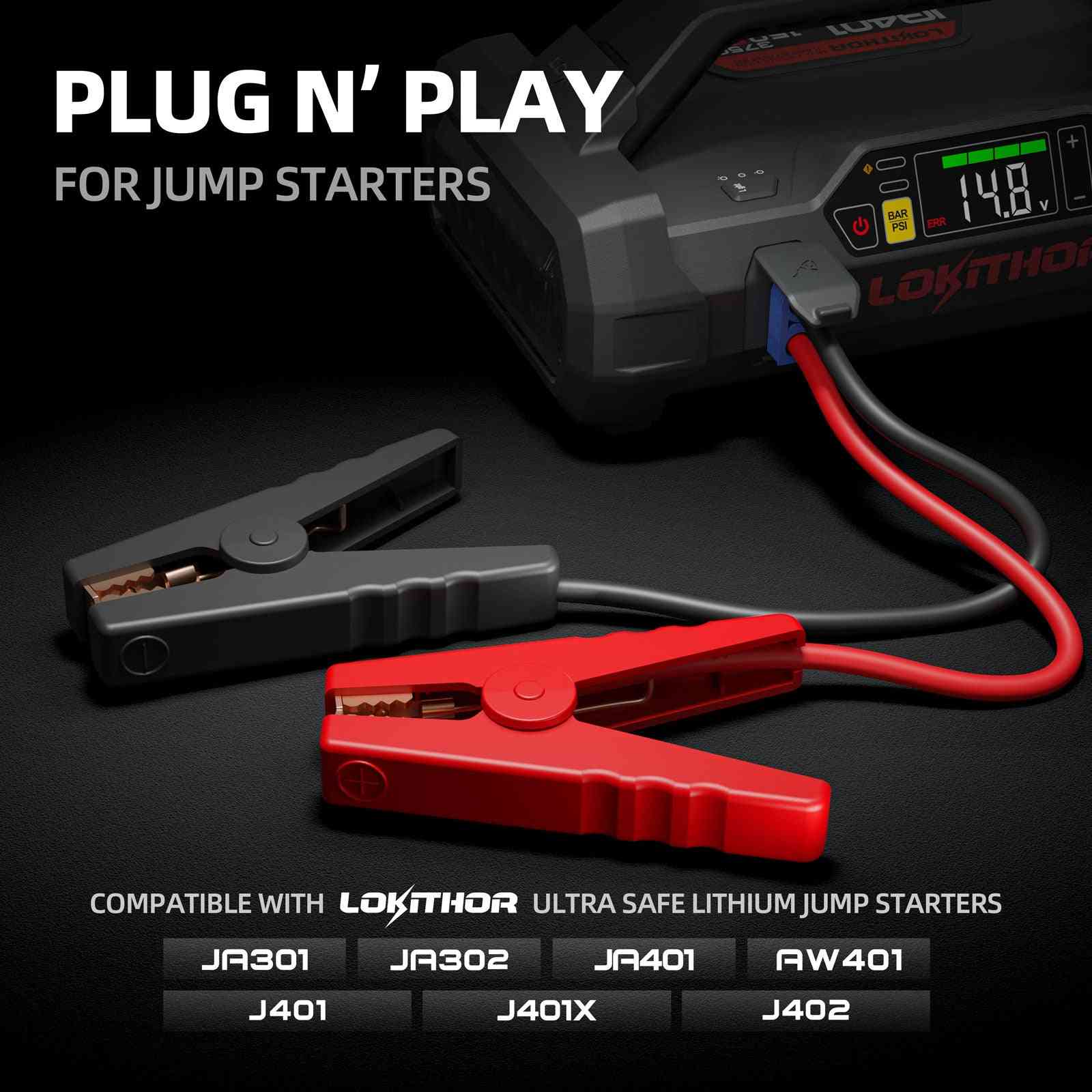 LOKITHOR Clamp6 Battery Clamps Cable with EC8 Adapter for JA301, JA302, JA401, AW401, J401, J401X, J402 Jump Starter