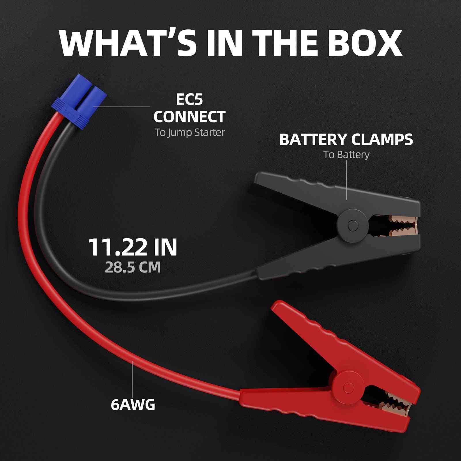 LOKITHOR Clamp6 Battery Clamps Cable with EC8 Adapter for JA301, JA302, JA401, AW401, J401, J401X, J402 Jump Starter