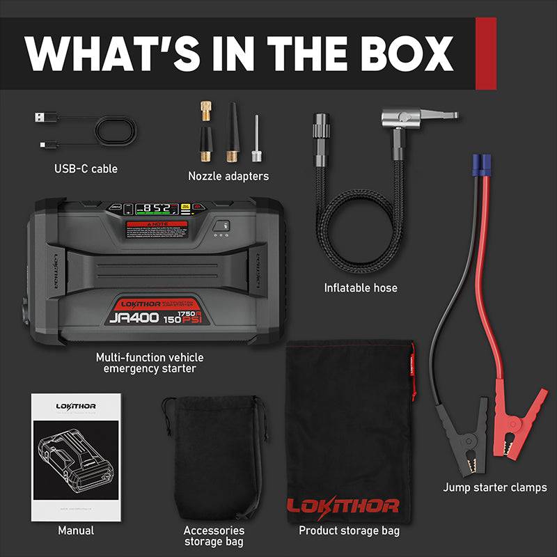 LOKITHOR JA400 Jump Starter with Air Compressor 60W Two-way Fast Charging 1750Amp