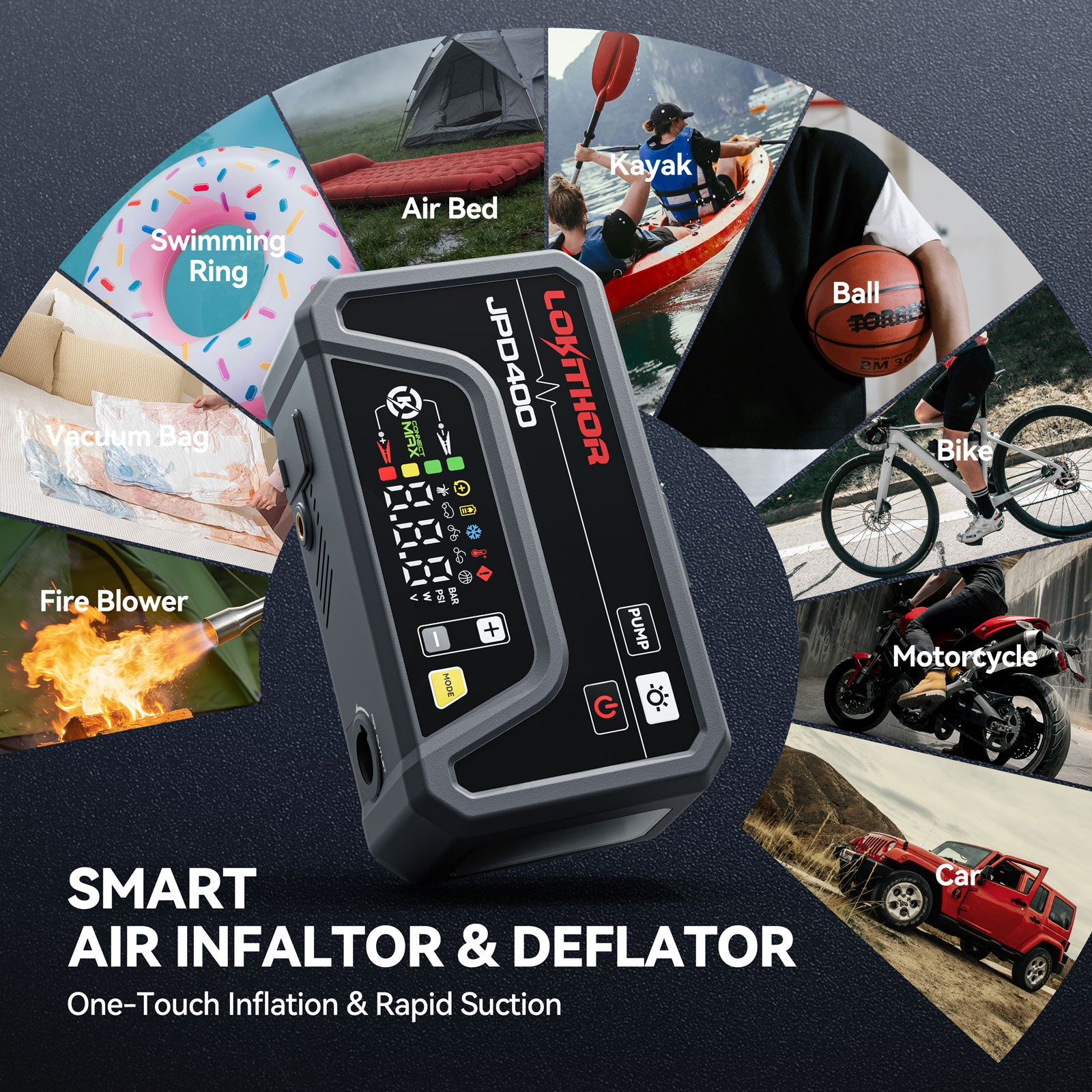 Perfume モバイルバッテリー JOYSOUND LOKITHOR JPD400 Jump Starter with Inflator & Deflator 3000 Amps